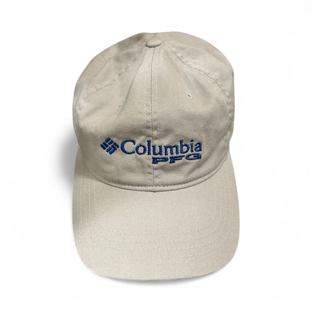 Columbia PFG Tan Hat with Blue Embroidery